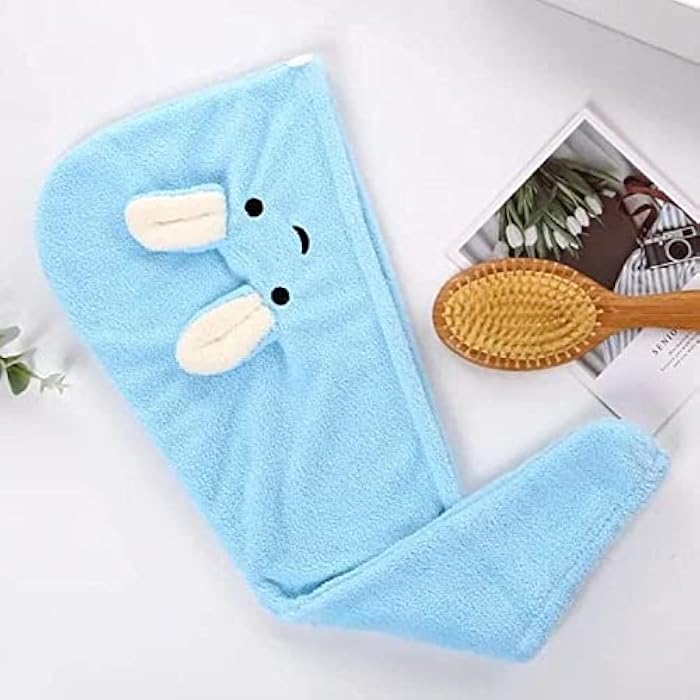Generic Microfiber Hair Towel, Hair Turbans for Wet Hair, Curly Hair, Hair Drying Towel, Rabbit Ears Super Absorbent Towel Assorted Colors - Image 1